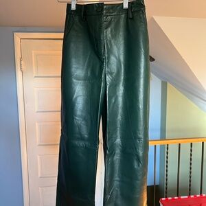 Aritzia Babaton Olive Leather Trousers
